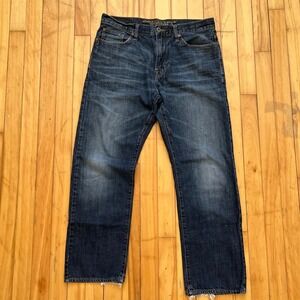 American Eagle Mens Relaxed Straight Dark Wash Distressed Denim Jeans 33x30